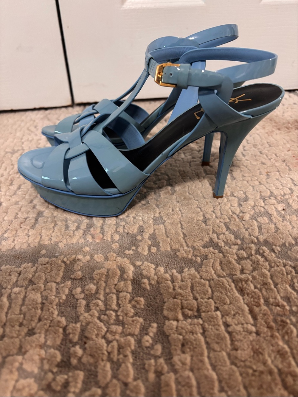 Never worn YSL platform tribute Patent Leather T-Strap Sandals 39.5 - Picture 2 of 5